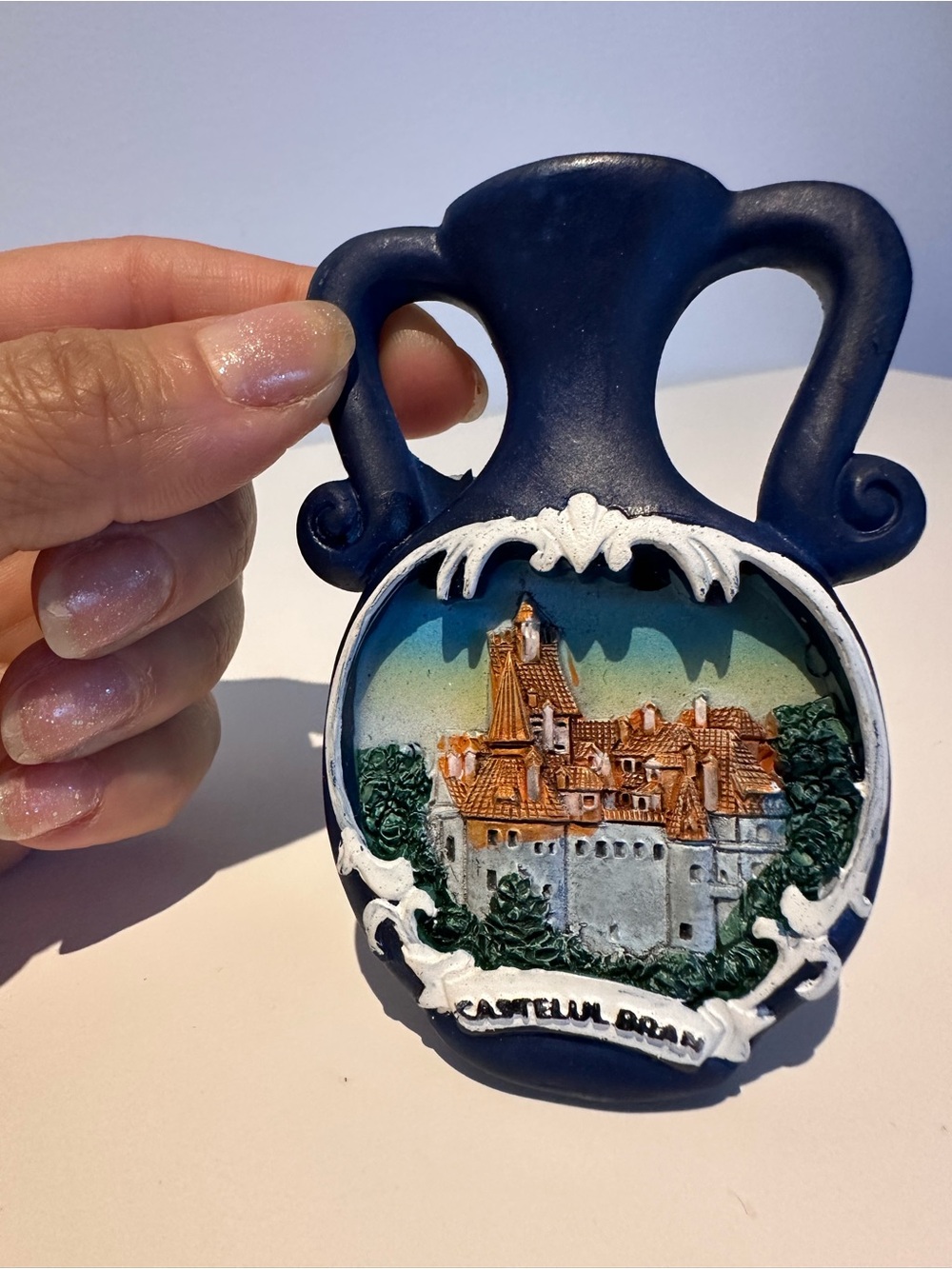 Hand-Painted Castellul Bran Decorative Wall Plaque - Blue
